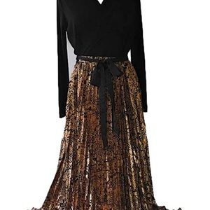 LuLaRoe DeAnne Wrap Dress in Cream and Bronzed Brown Size Small